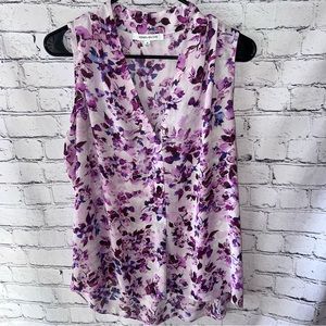 Rose + Olive Women’s Purple Floral Lightweight Sleeveless Blouse Size Medium